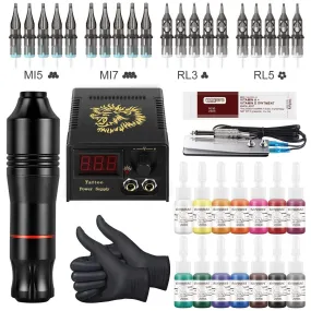 Complete Tattoo Machine Kit Professional Rotary Pen Set Tattoo Cartridge Needles For Permanent Makeup Eyebrow Tattoo Body