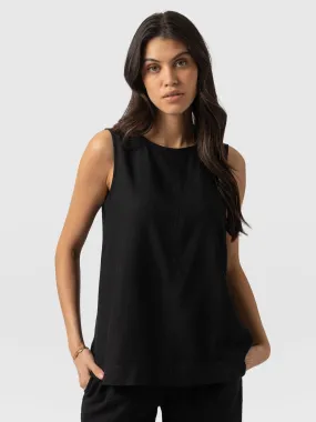 Corinne Linen Tunic  - Black