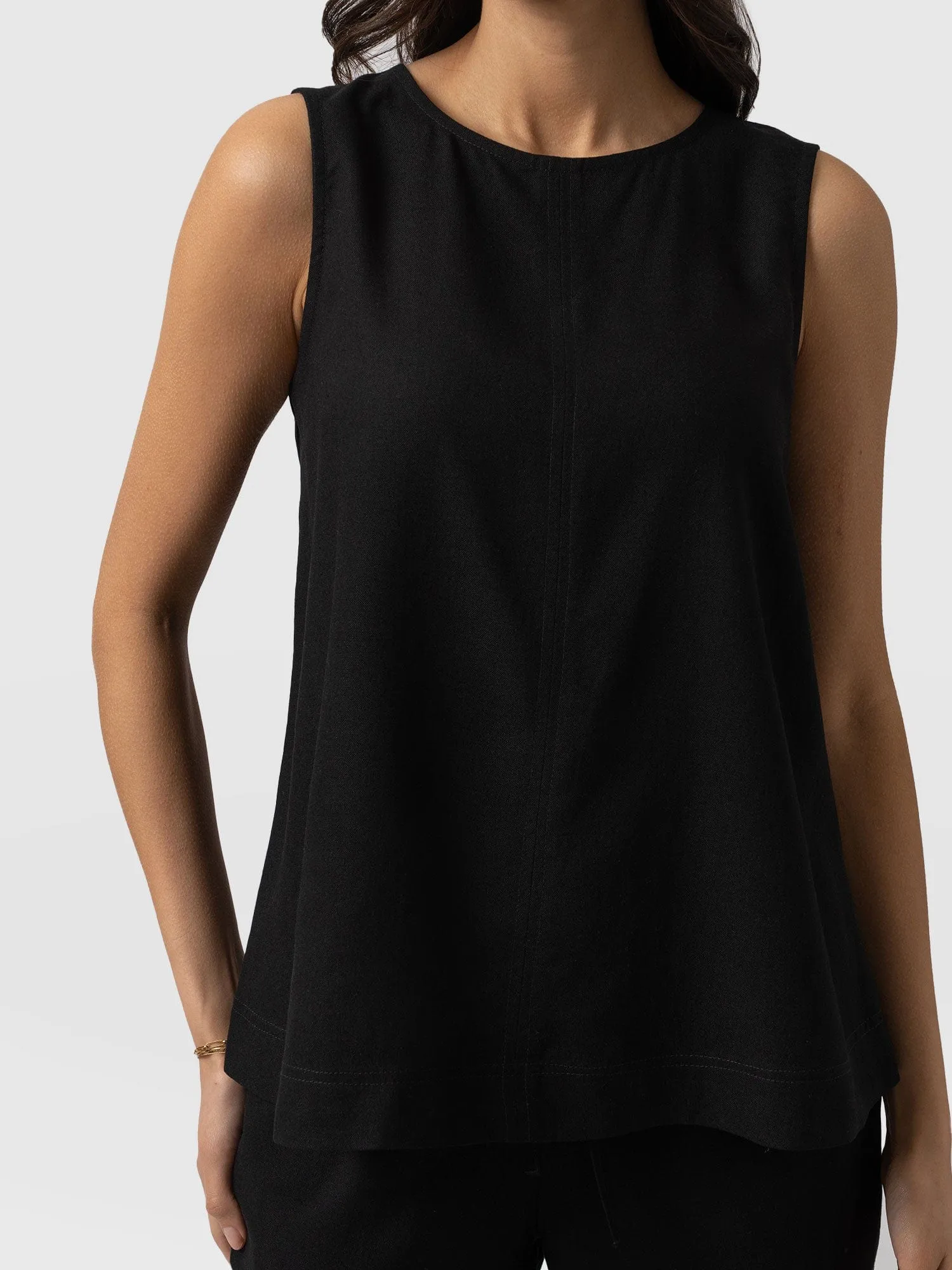 Corinne Linen Tunic  - Black