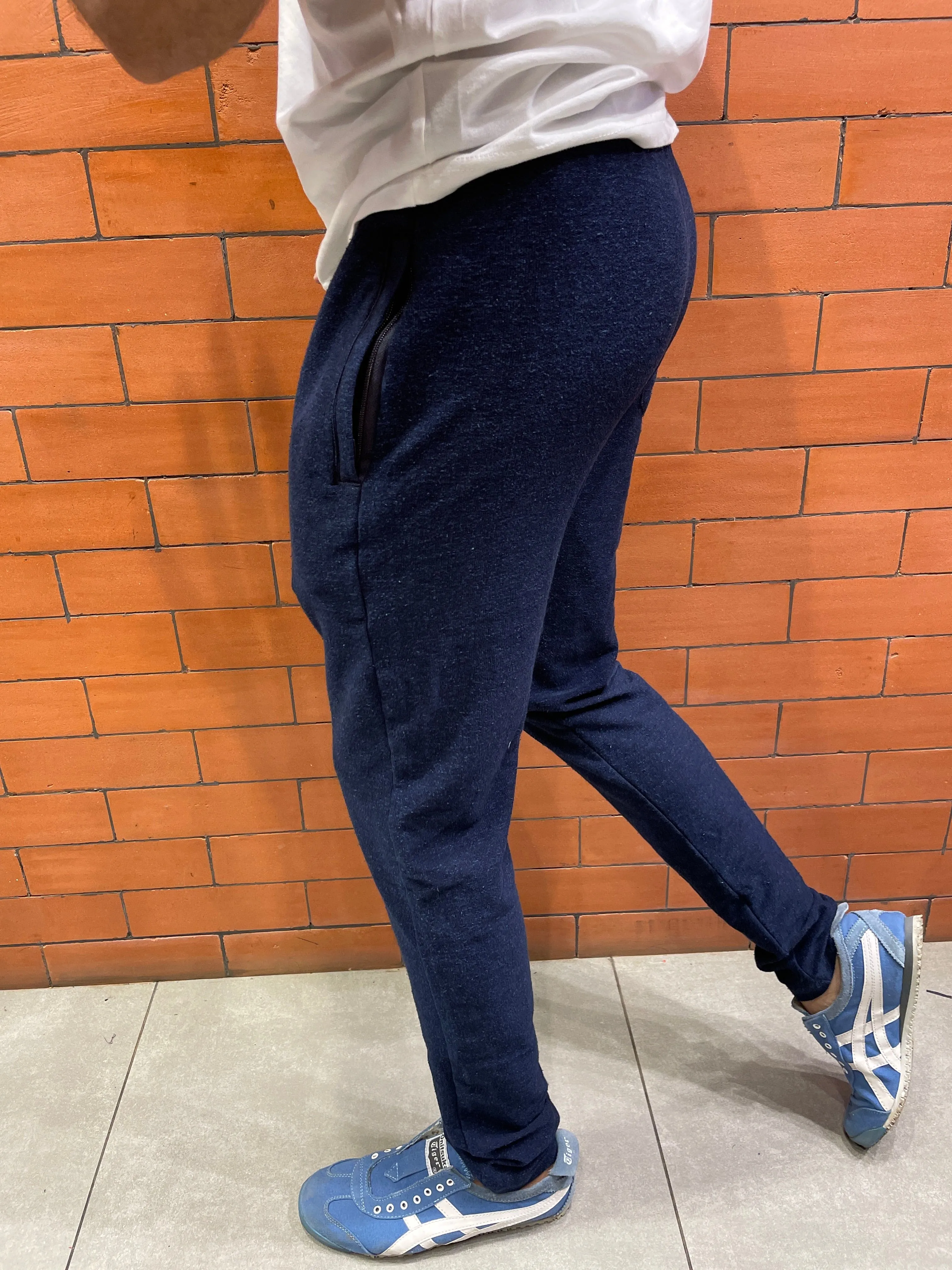 Dark Blue Denim Lycra Trackpant