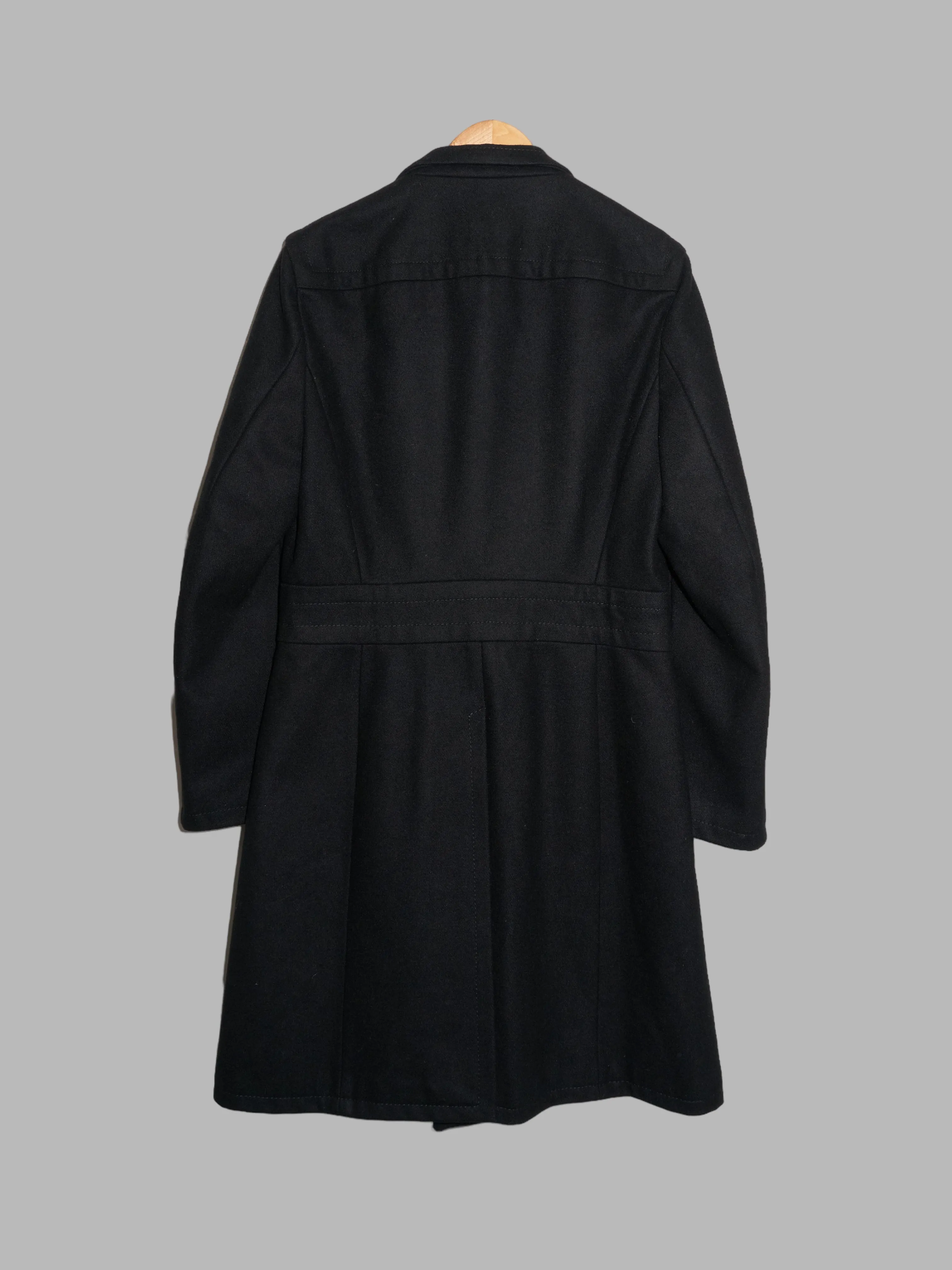 Dirk Bikkembergs 1990s black wool melton exaggerated lapel coat - size 46