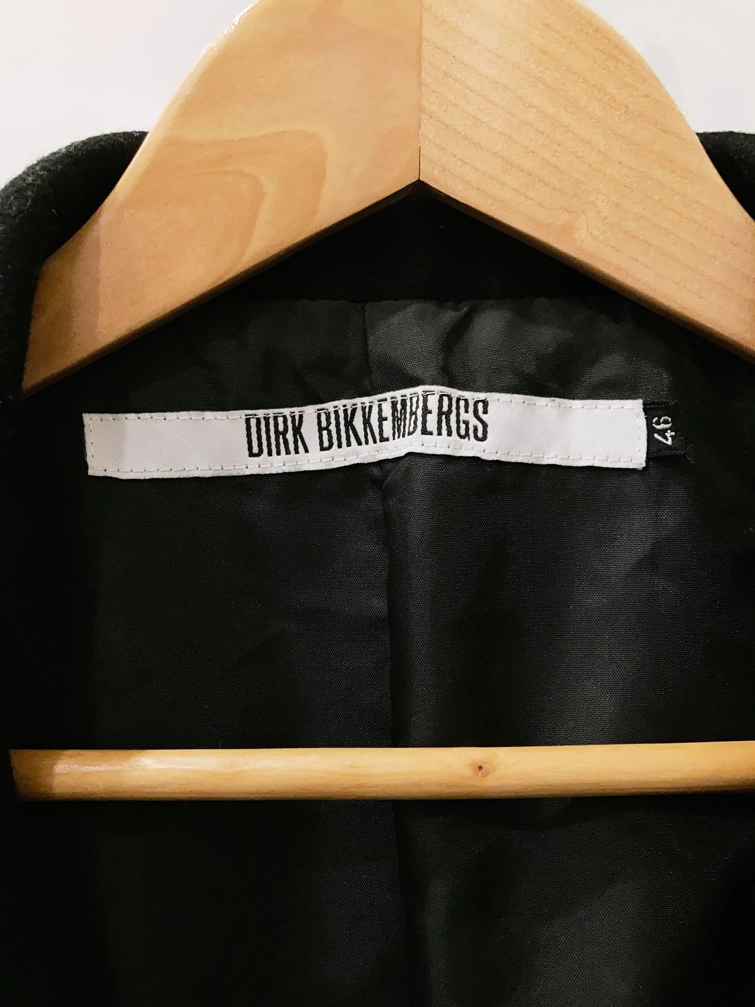 Dirk Bikkembergs 1990s black wool melton exaggerated lapel coat - size 46