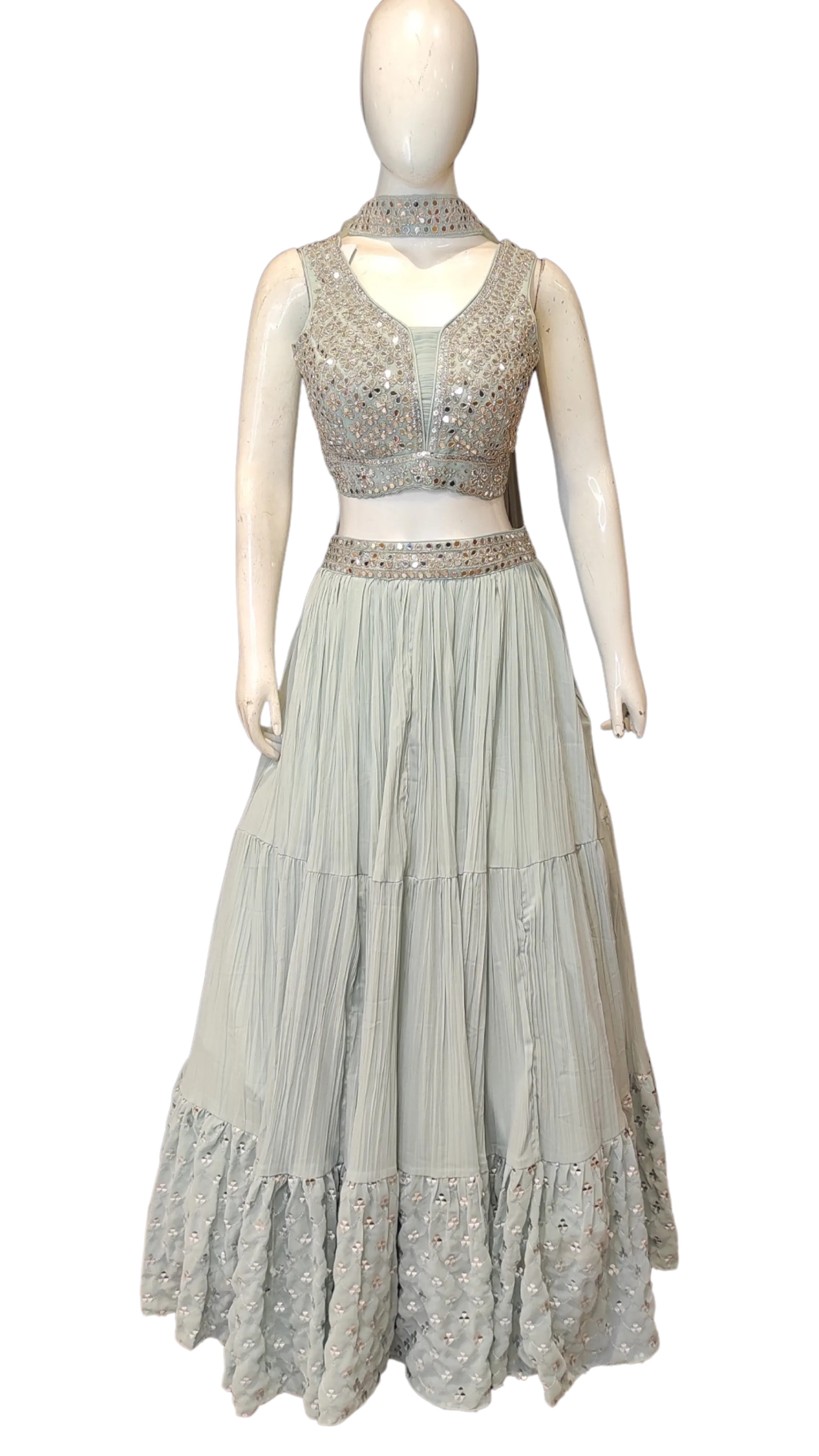 Georgette Lehenga with Sippi Work and Choli with Mirror and Cutdana Work