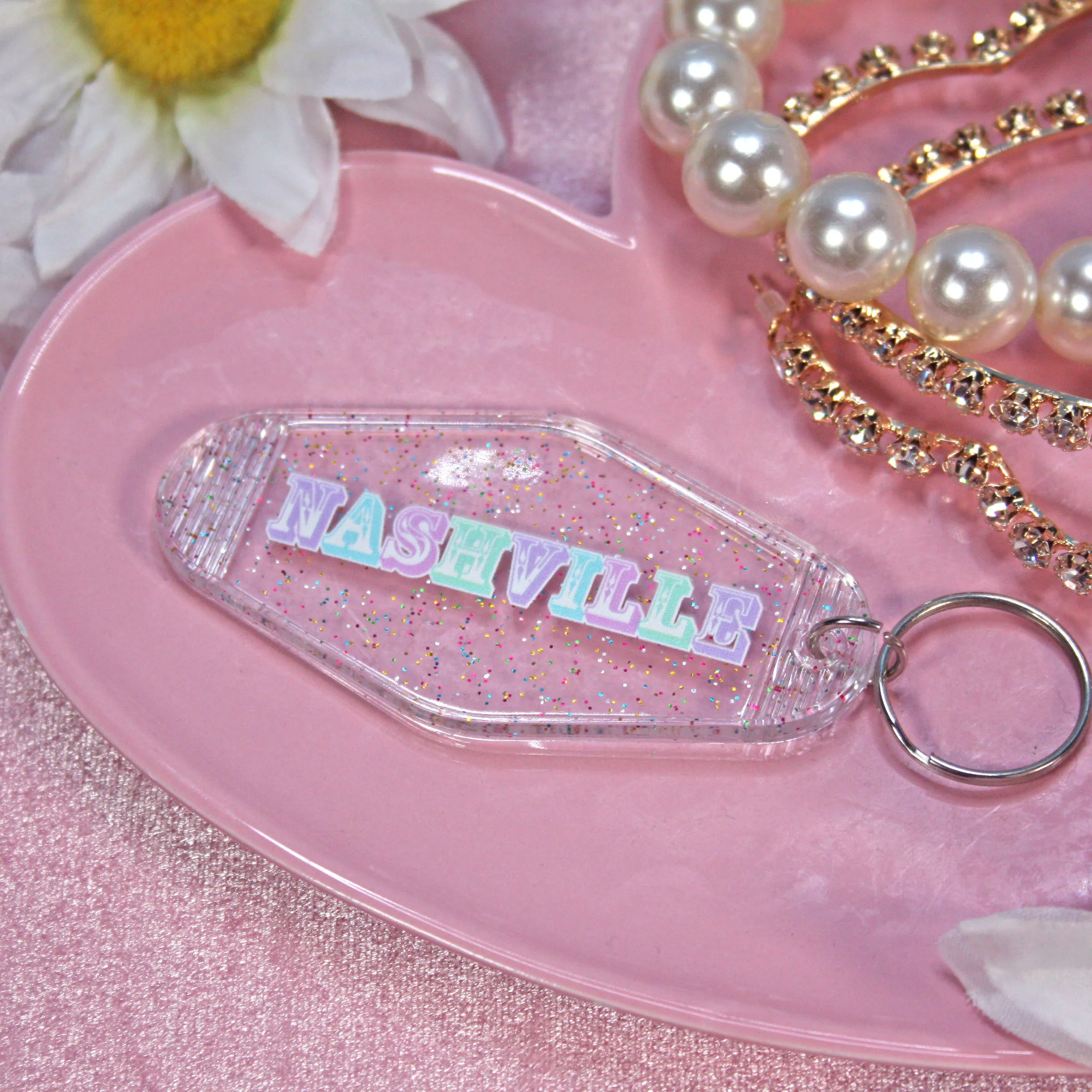 Glittery Nashville Keychain