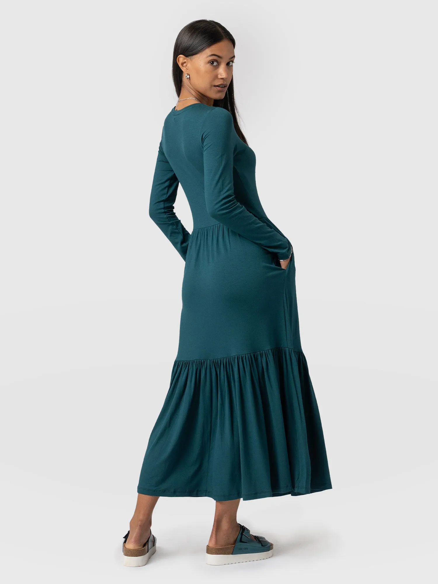 Greenwich Dress Long Sleeve - Deep Green