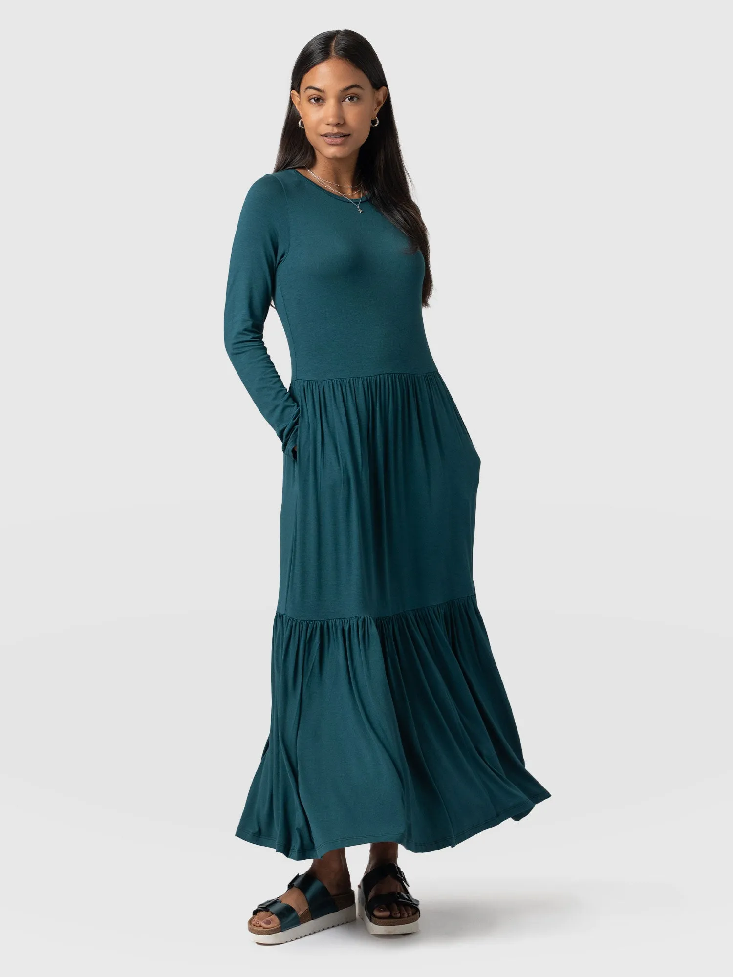 Greenwich Dress Long Sleeve - Deep Green