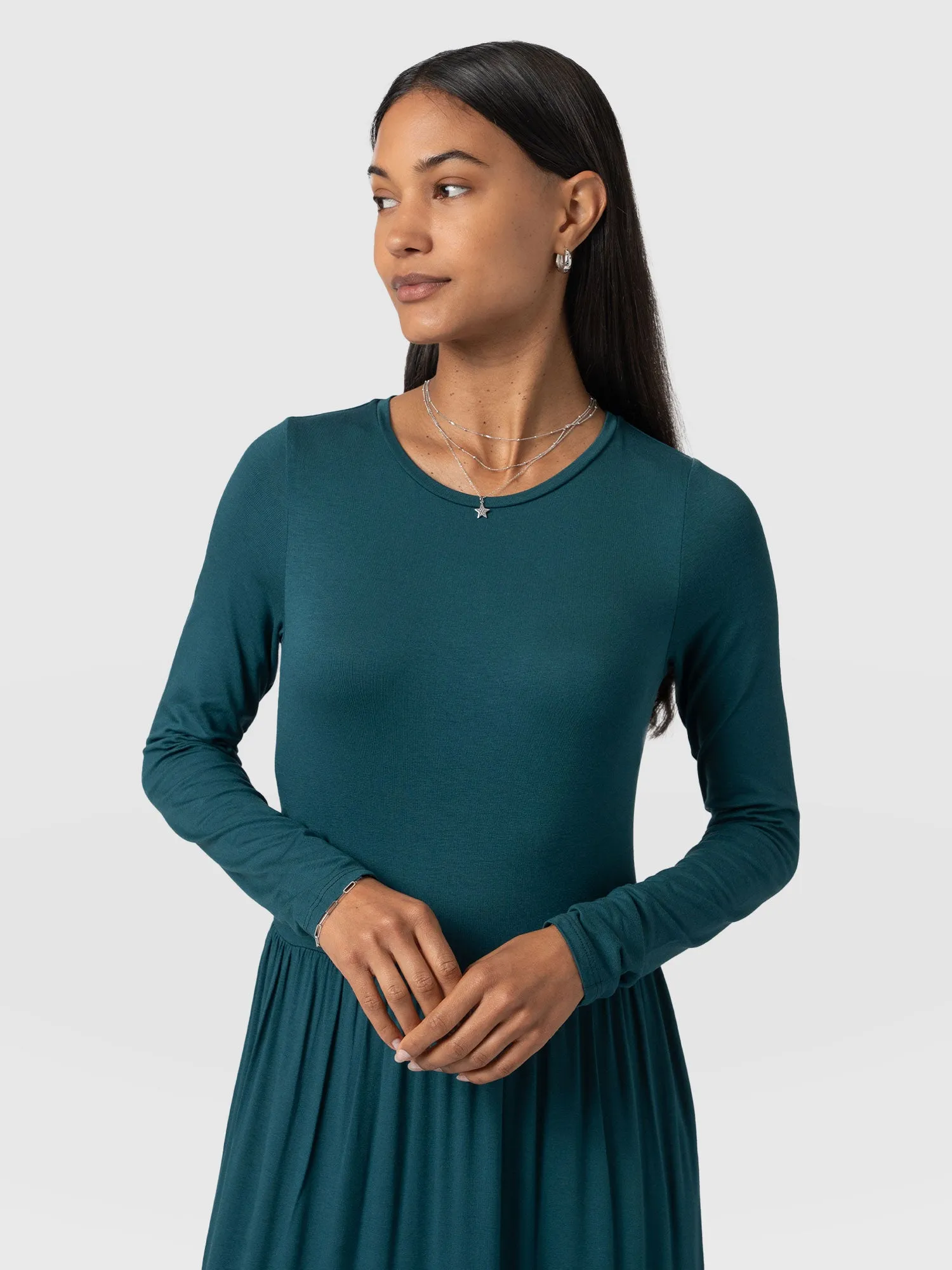 Greenwich Dress Long Sleeve - Deep Green