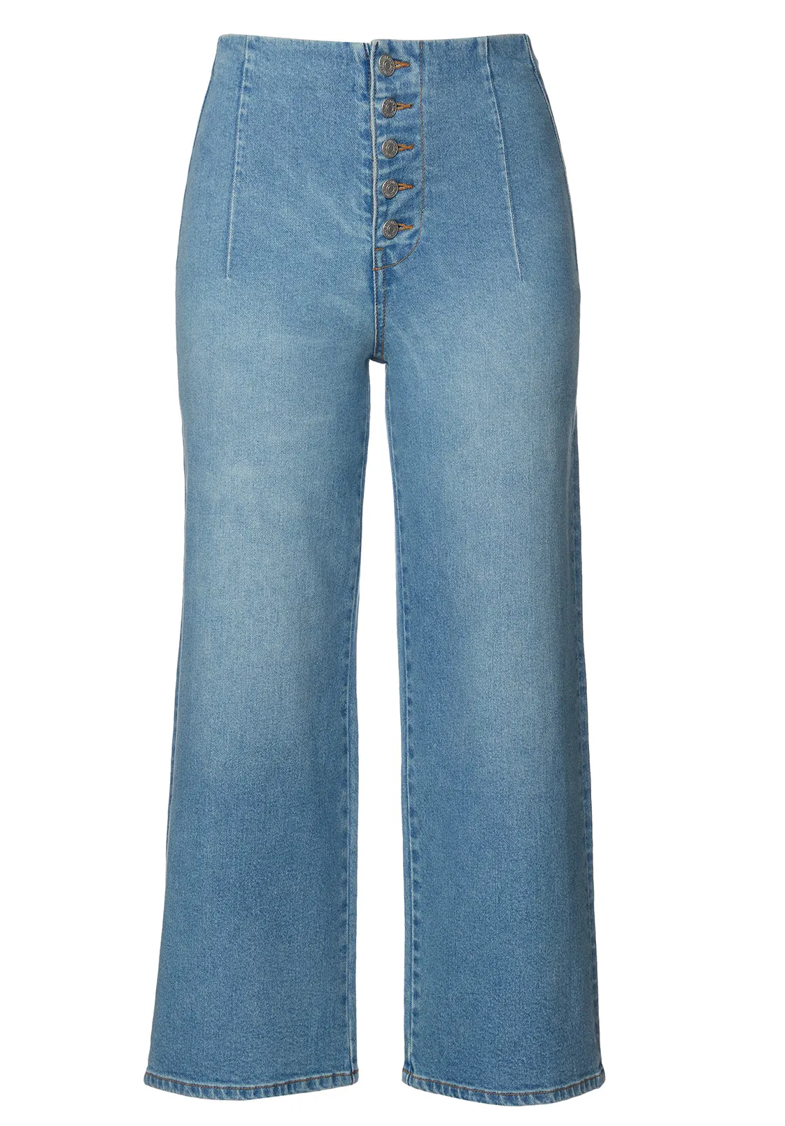 High Rise Cropped Adela Women's Jeans with Buttoned Fly - BL15874