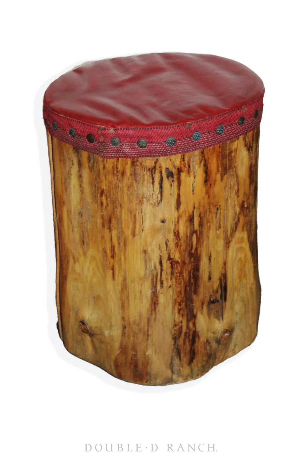 Home, Furniture, Stool, Set of 6, Lodge, Tree Trunks with Vinyl Moleskin, Vintage, 237