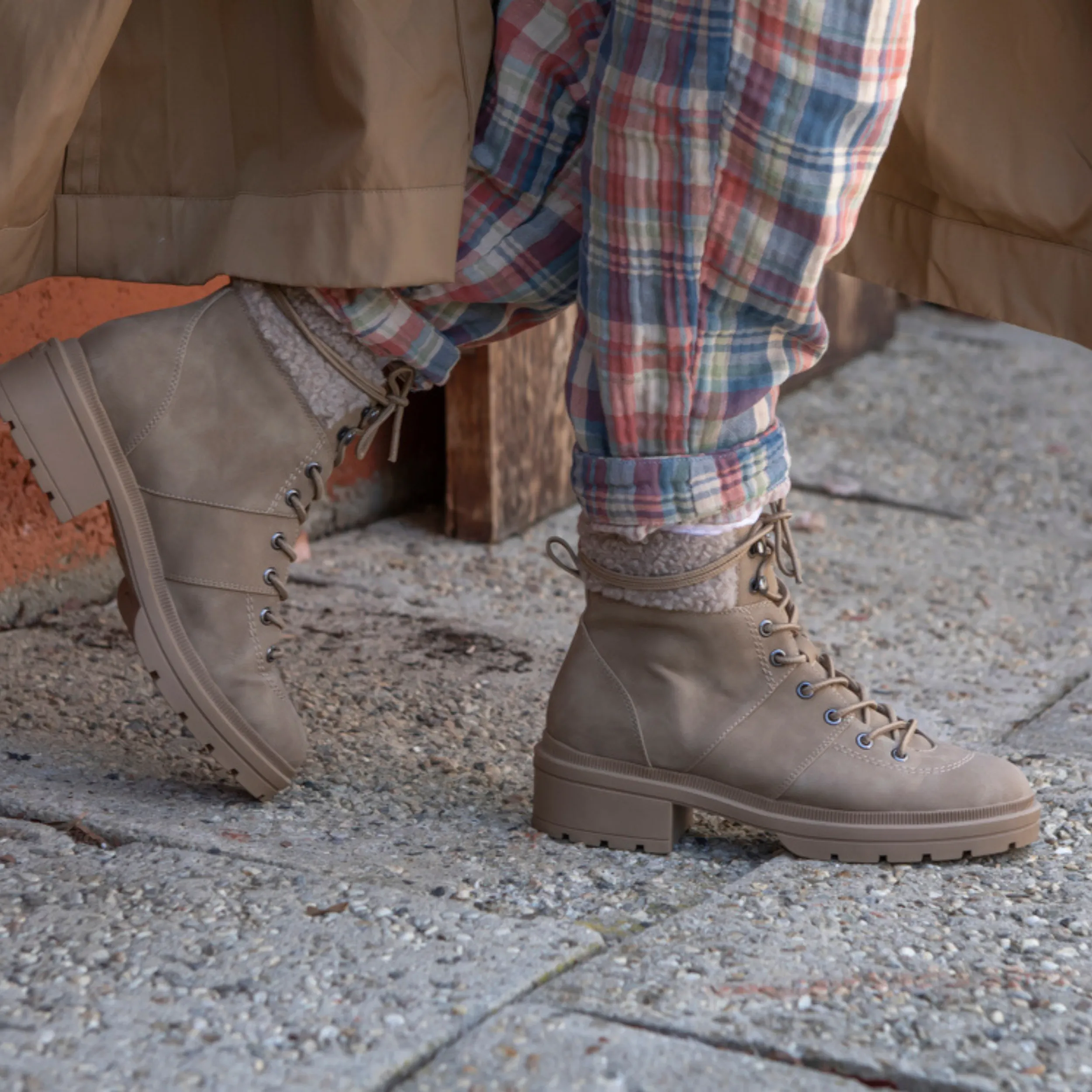 Icy Taupe Shearling Winter Ankle Boot