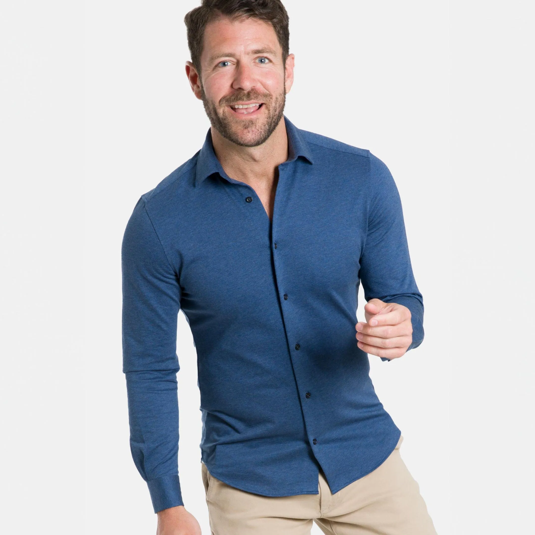 Indigo Mélange Performance Stretch Shirt