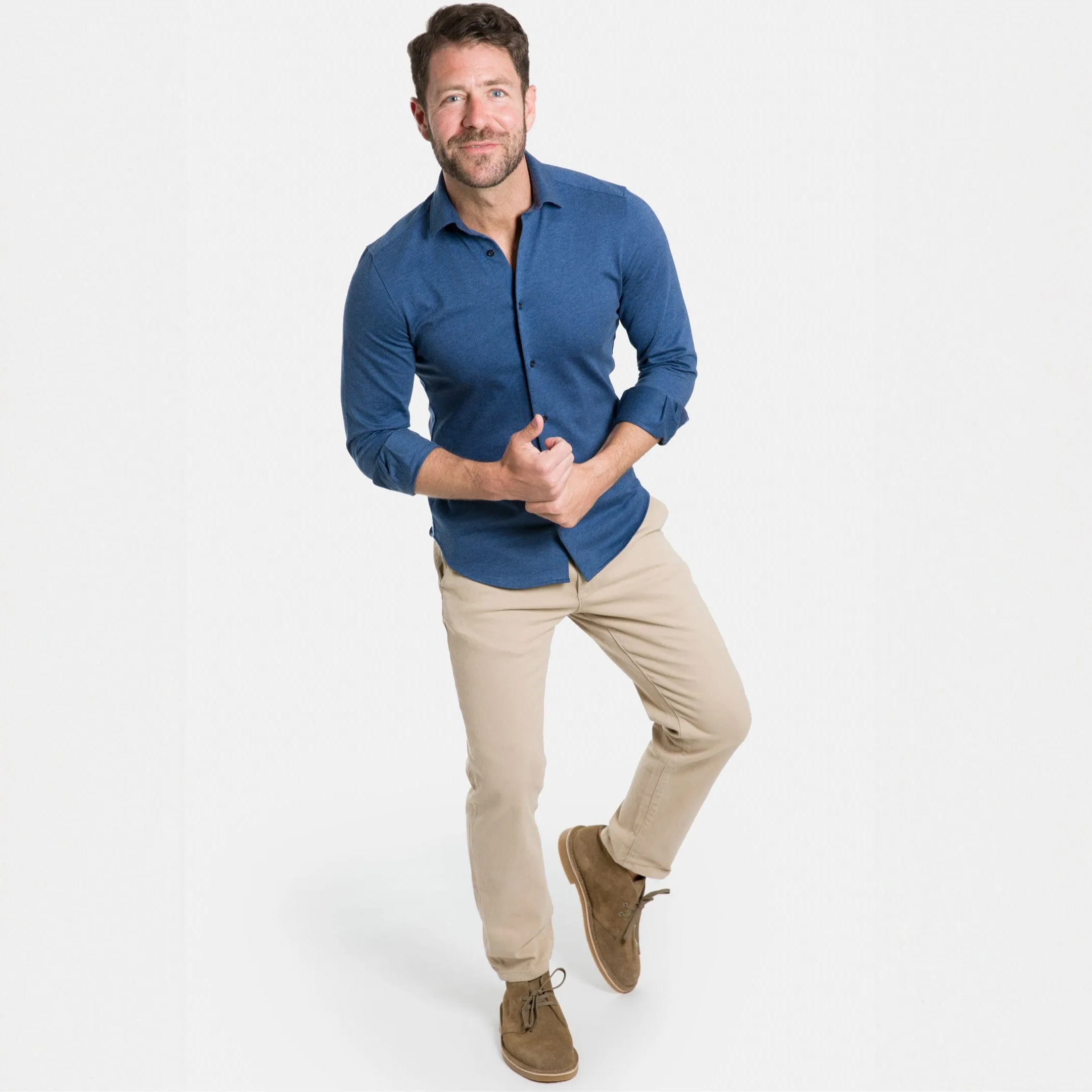 Indigo Mélange Performance Stretch Shirt