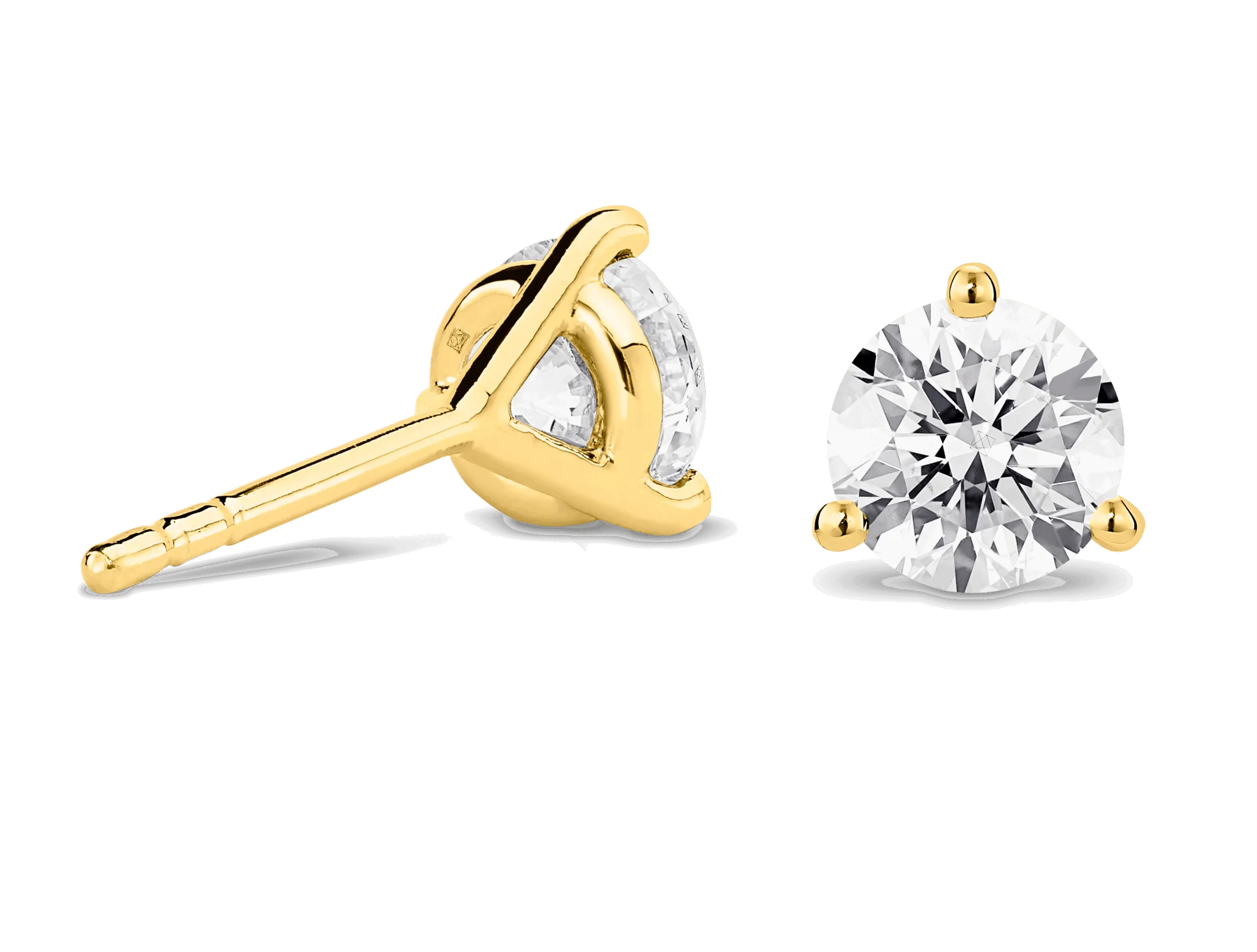 Lab-Grown Diamond 3ct. tw. Round Brilliant Studs and Pendant Yellow Gold Set | White