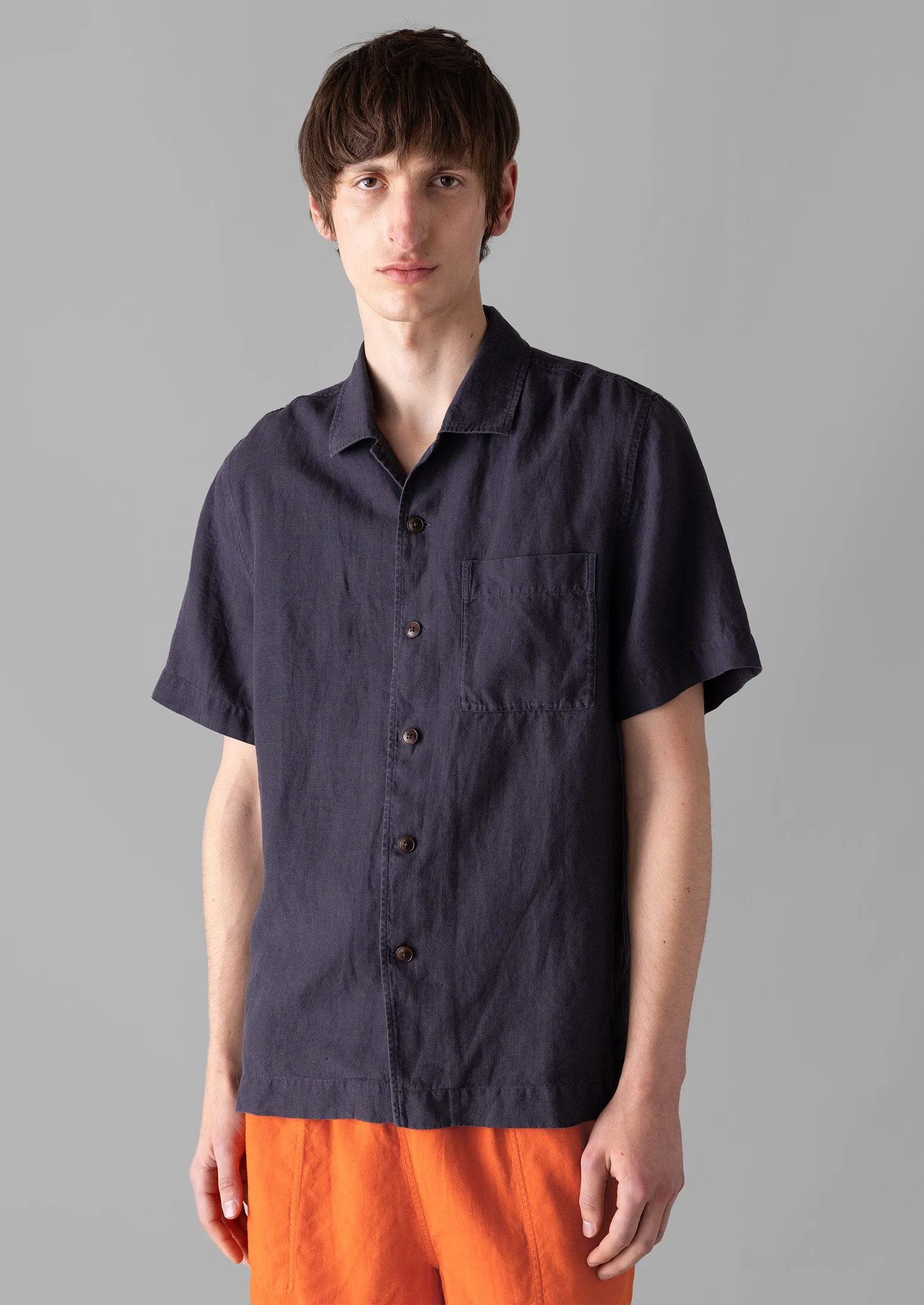 Linen Short Sleeve Shirt | Slate