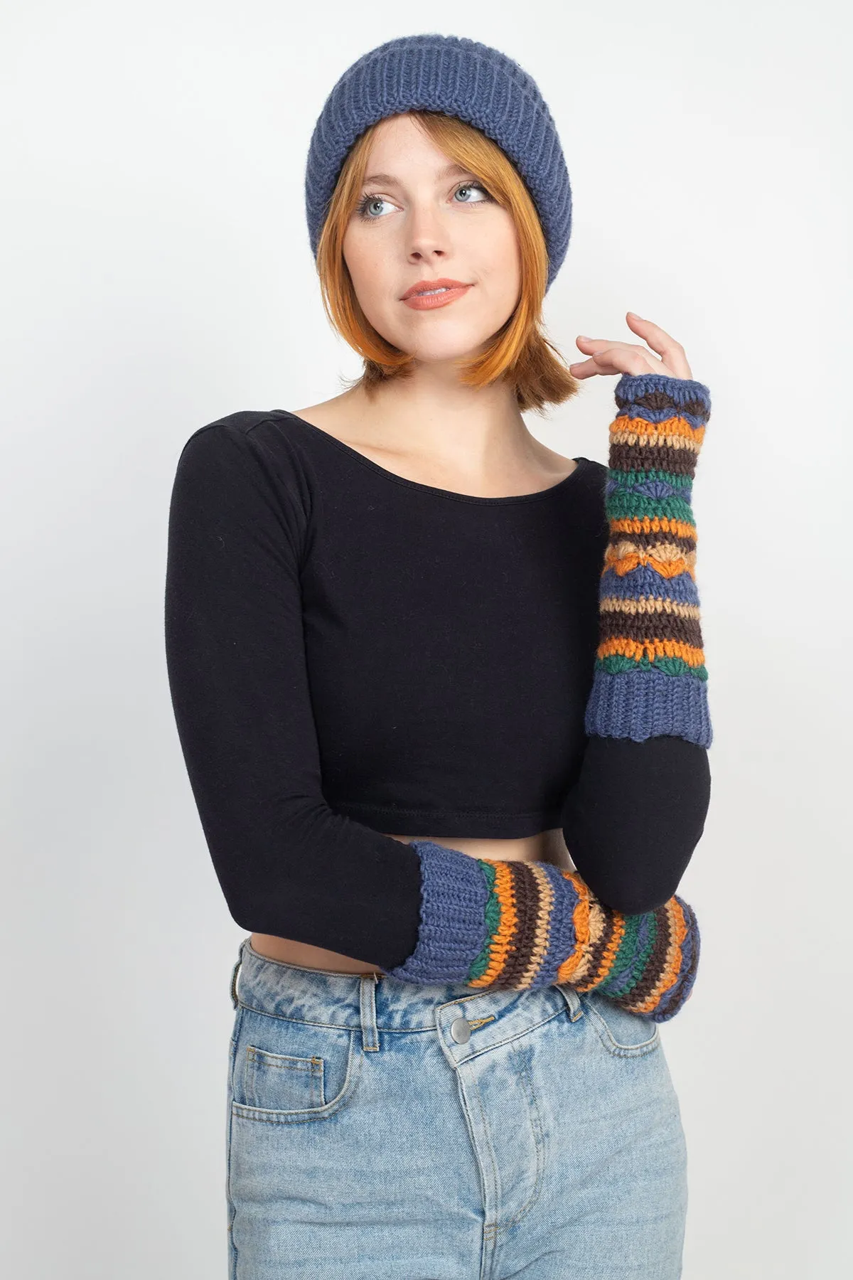 Long Multi Color Stripe Armwarmer