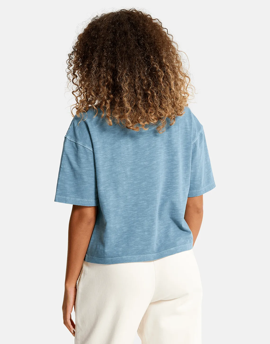 Olea Crop Tee in Storm Blue