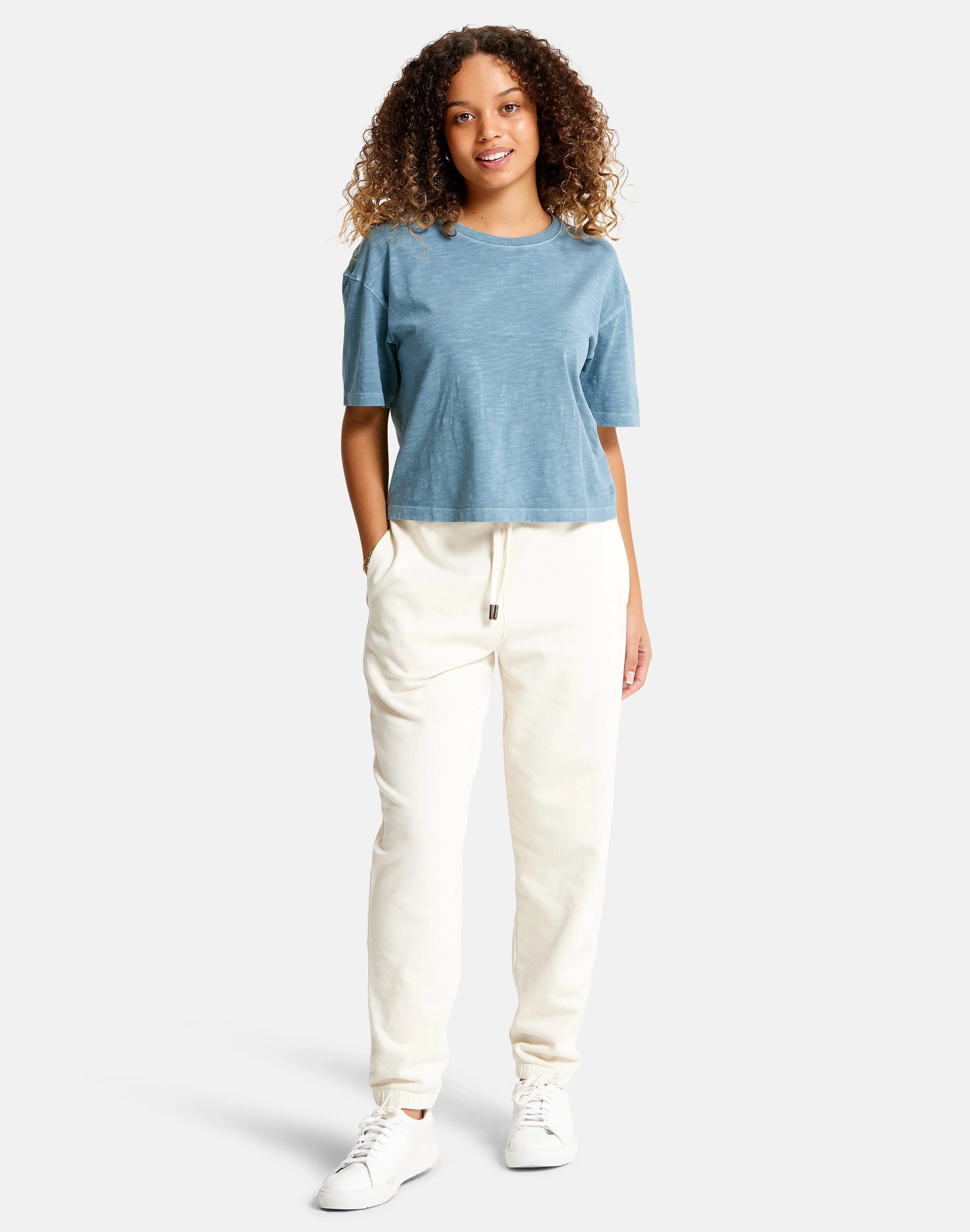 Olea Crop Tee in Storm Blue