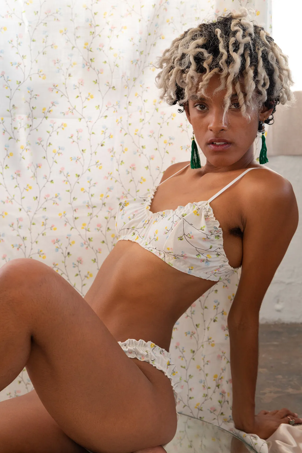 Oleander Bralette in Upcycled Vintage Flower Branch