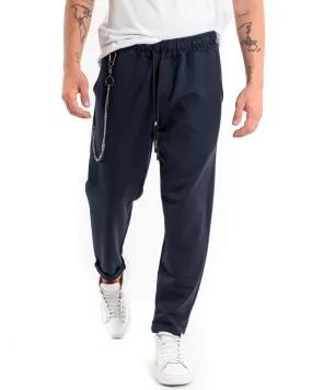 Pantaloni Uomo Pantalaccio Morbido Viscosa Blu Coulisse GIOSAL-P5955A