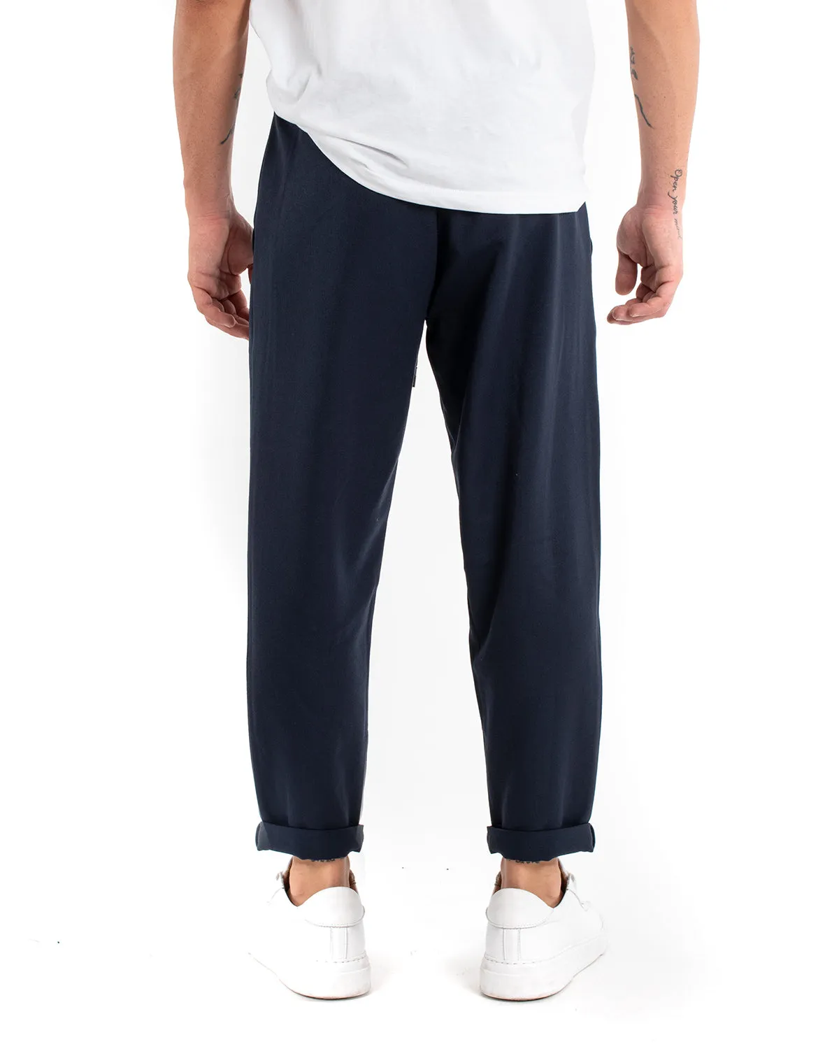 Pantaloni Uomo Pantalaccio Morbido Viscosa Blu Coulisse GIOSAL-P5955A