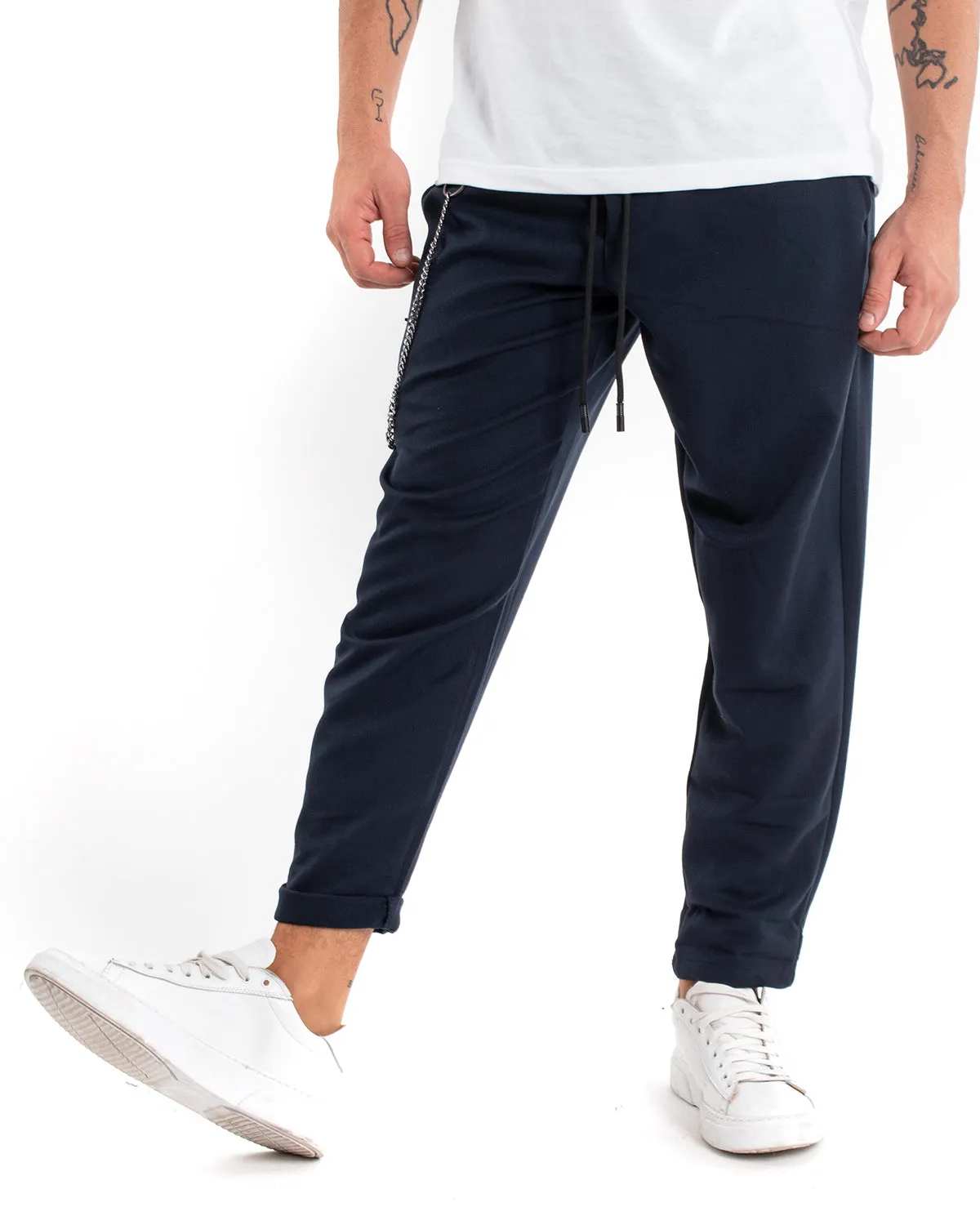 Pantaloni Uomo Pantalaccio Morbido Viscosa Blu Coulisse GIOSAL-P5955A