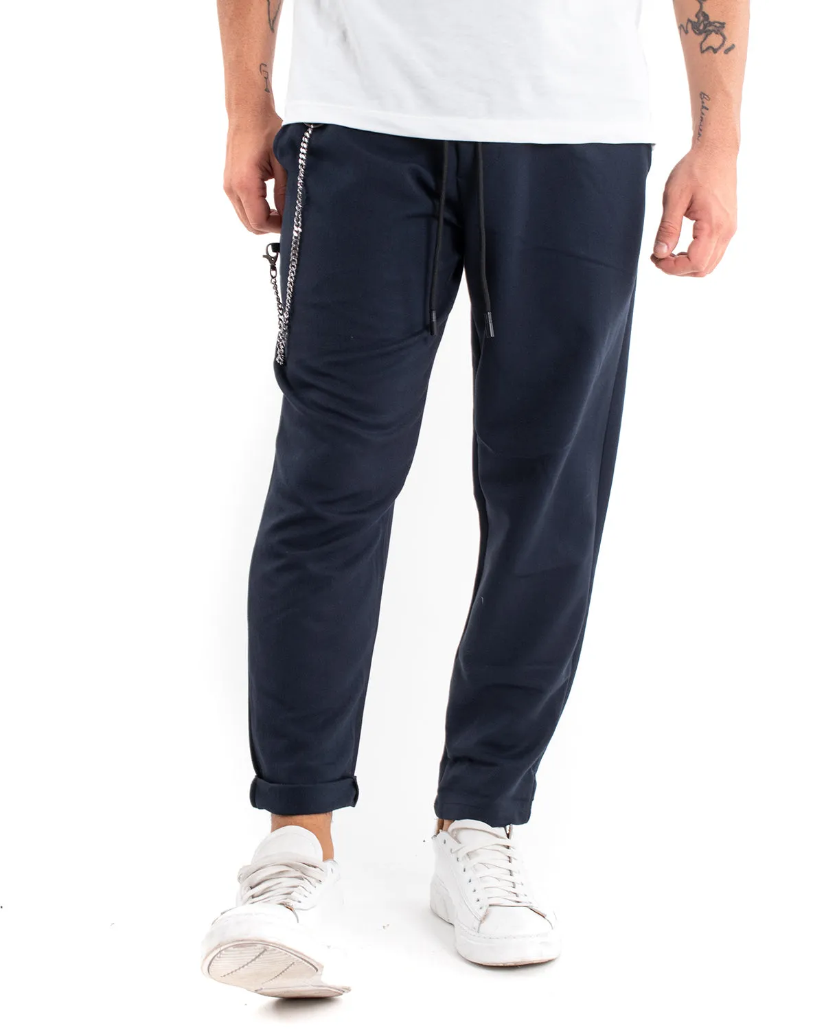 Pantaloni Uomo Pantalaccio Morbido Viscosa Blu Coulisse GIOSAL-P5955A