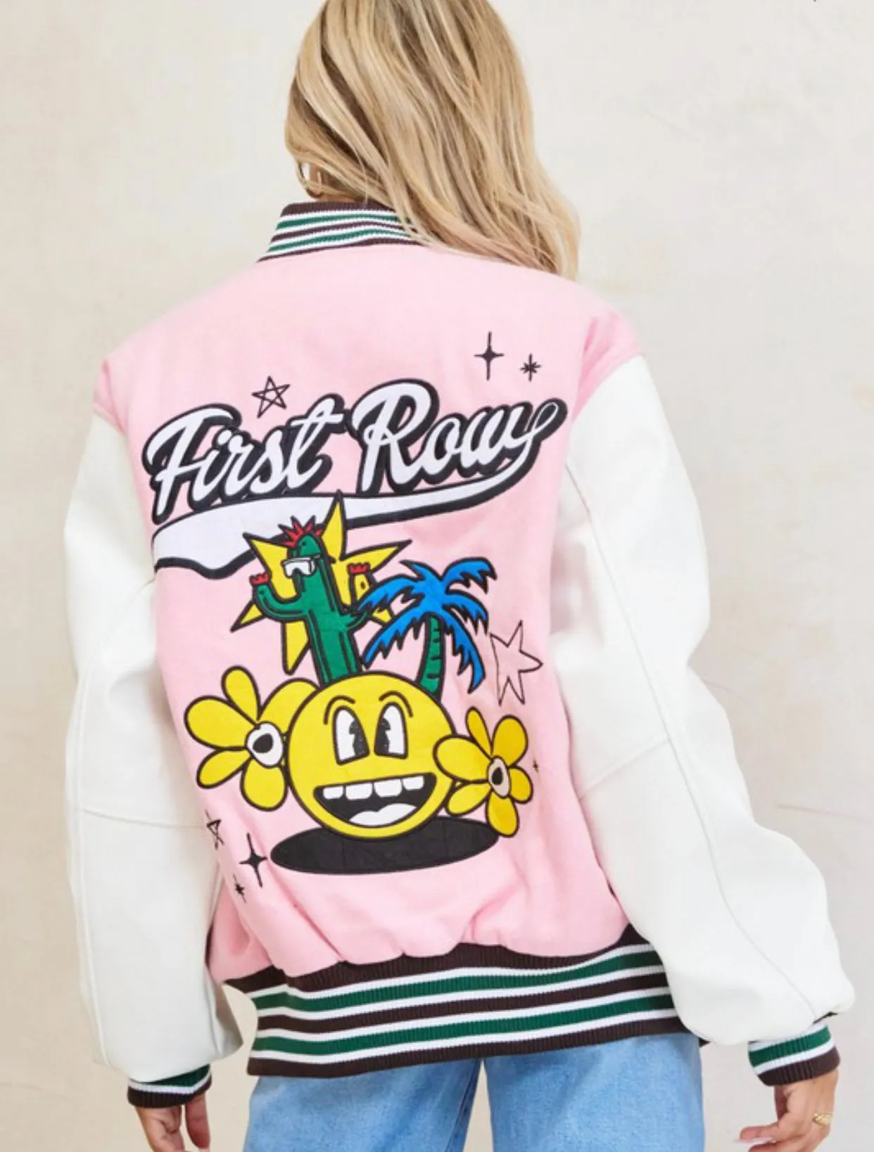 Pink UNISEX varsity jacket