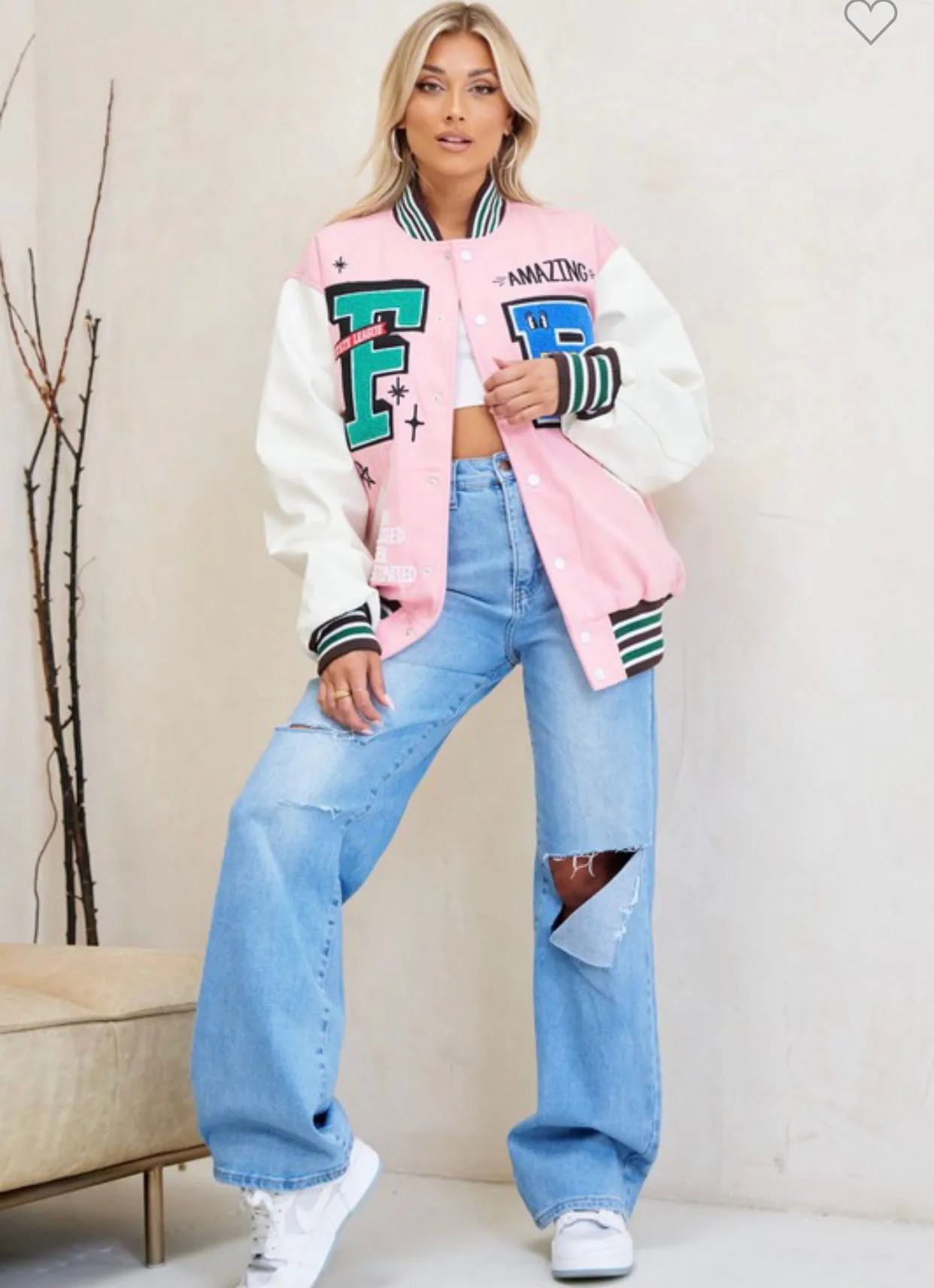 Pink UNISEX varsity jacket