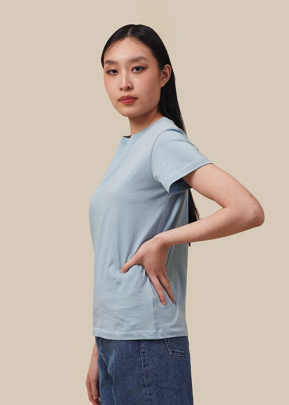 Powder Blue Organic Crew Neck Tee