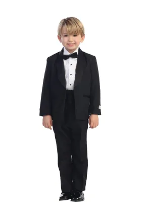 "Alexander" Kids Black Shawl Collar Tuxedo 5-Piece Set