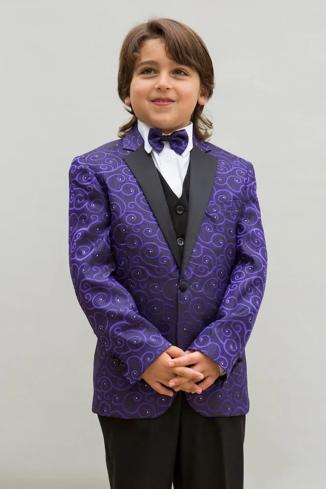 "Bellagio" Kids Purple Tuxedo 5-Piece Set