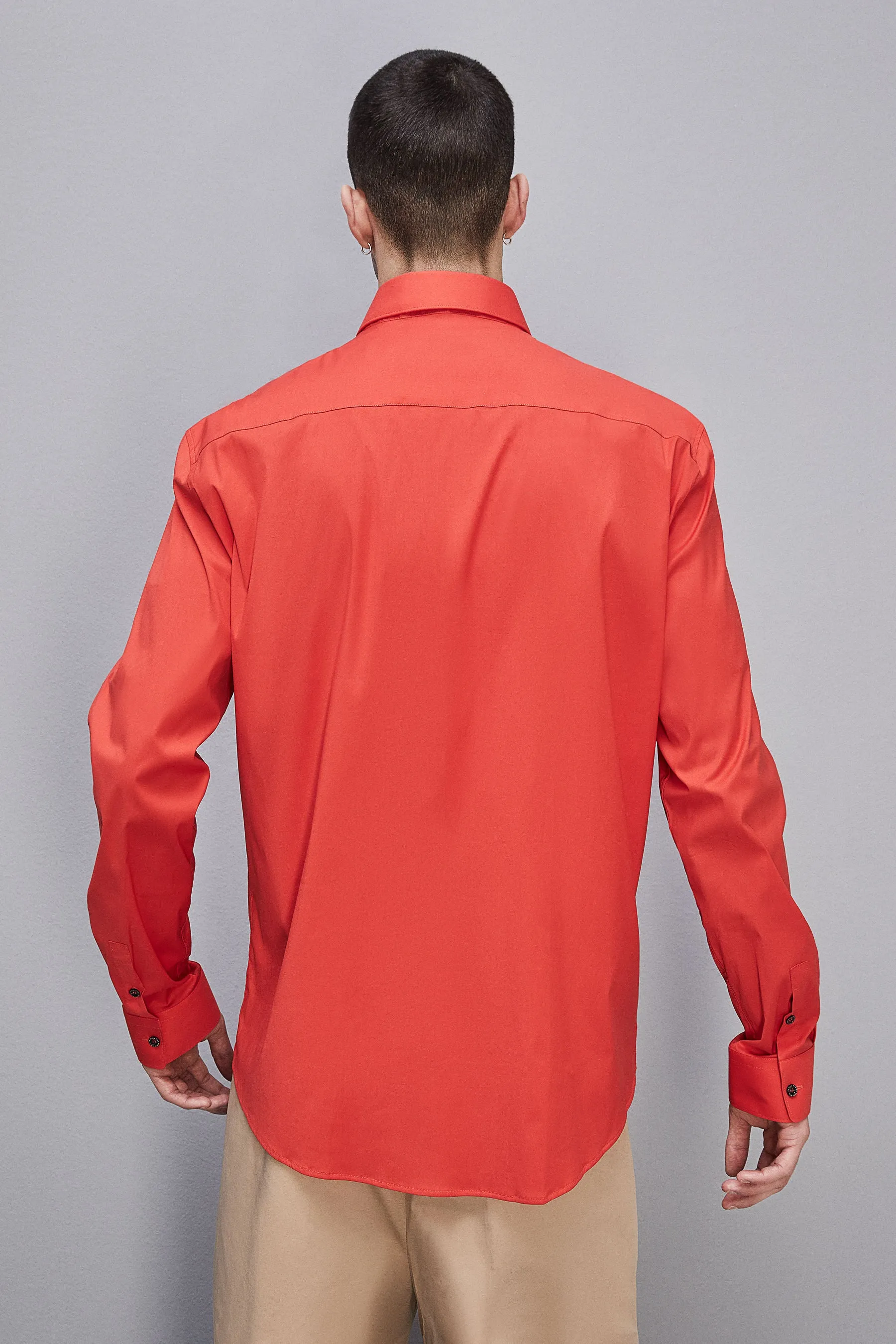 Rhapsody Red Fitted shirt without pleats in viscose twill