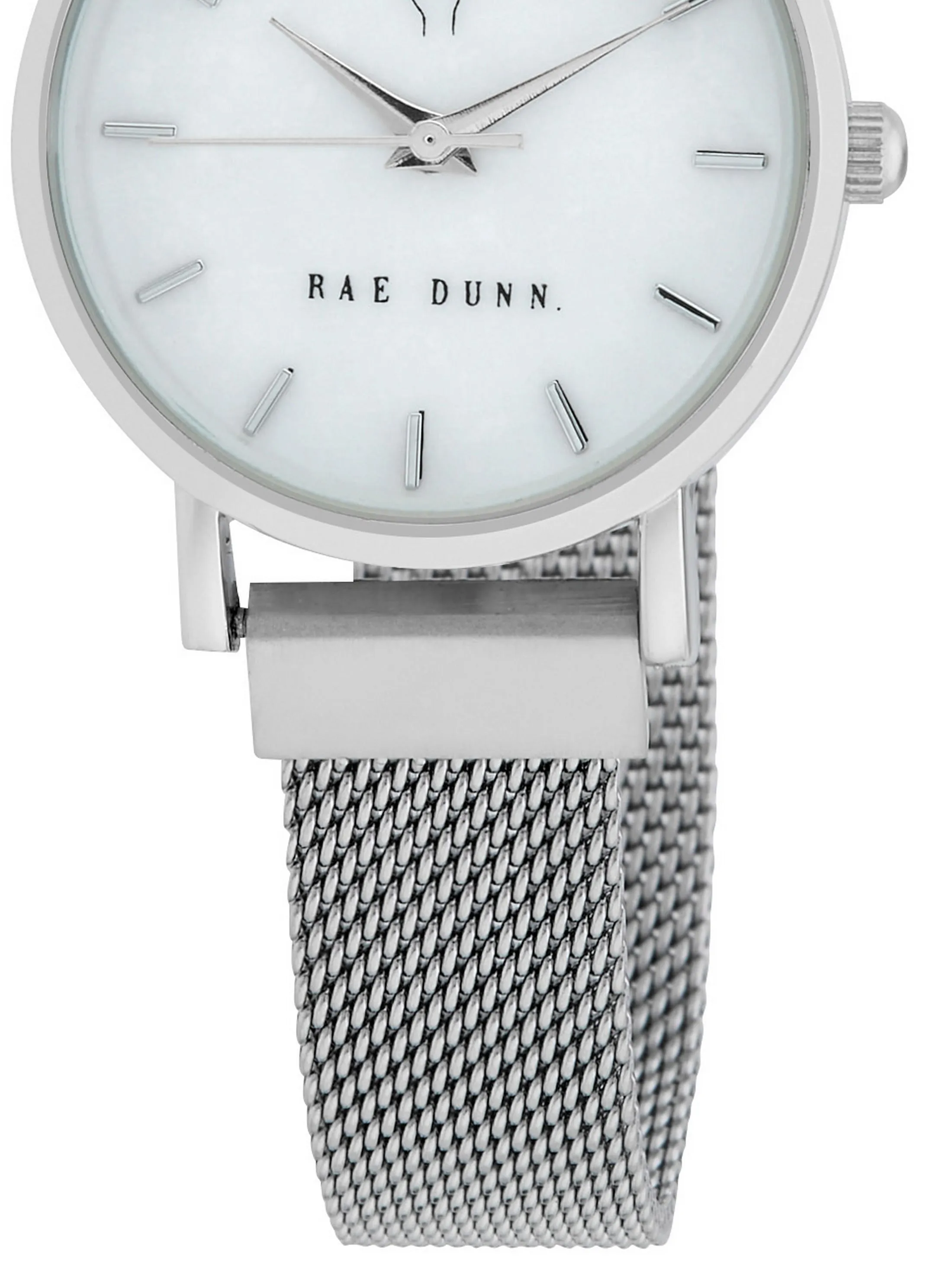 TARA Small Round Face Mesh Bracelet Watch in Silver, 29mm