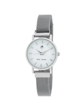 TARA Small Round Face Mesh Bracelet Watch in Silver, 29mm