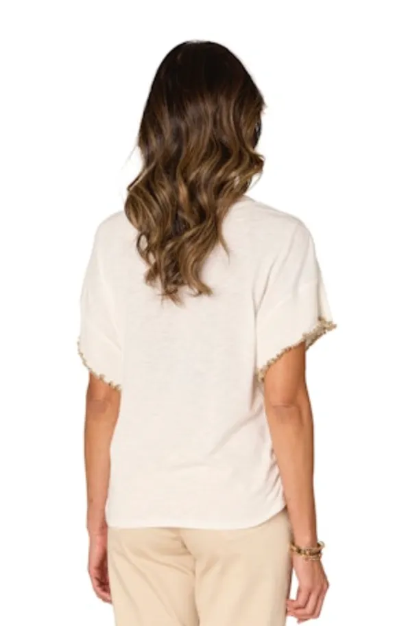 The Angelina Ruffle Sleeve Twist Front Tee