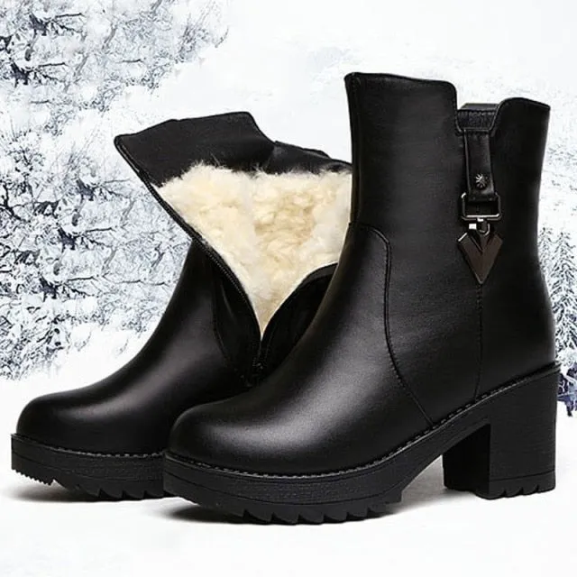 Women Fashion Dress Chelsea Boots 2021 New Low Heels Designer Fur Zipper Snow Gladiator Boots Winter Ankle Warm Chunky Shoes